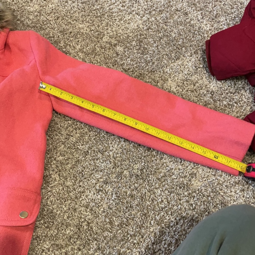 J.Crew Pea Coat Twead Zippered Button Fur Hooded Pink Coat Jacket size 2 - Picture 5 of 7